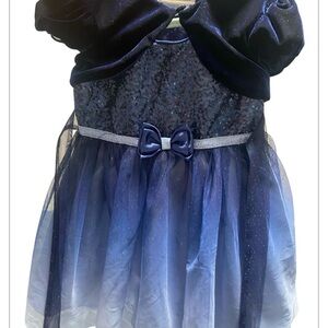 Elegant Navy Blue Baby Dress with Bow